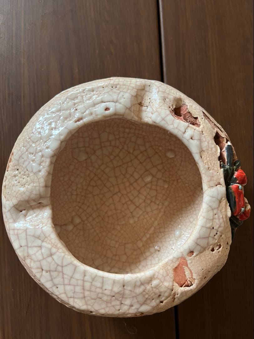 【楽山焼】　蟹浮彫　灰皿、小物入れ　未使用