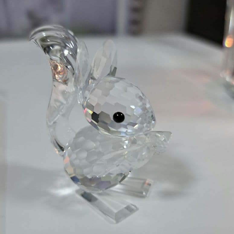 スワロフスキー クリスタル製 ネズミとリスのフィギュア 2点セット鏡付き