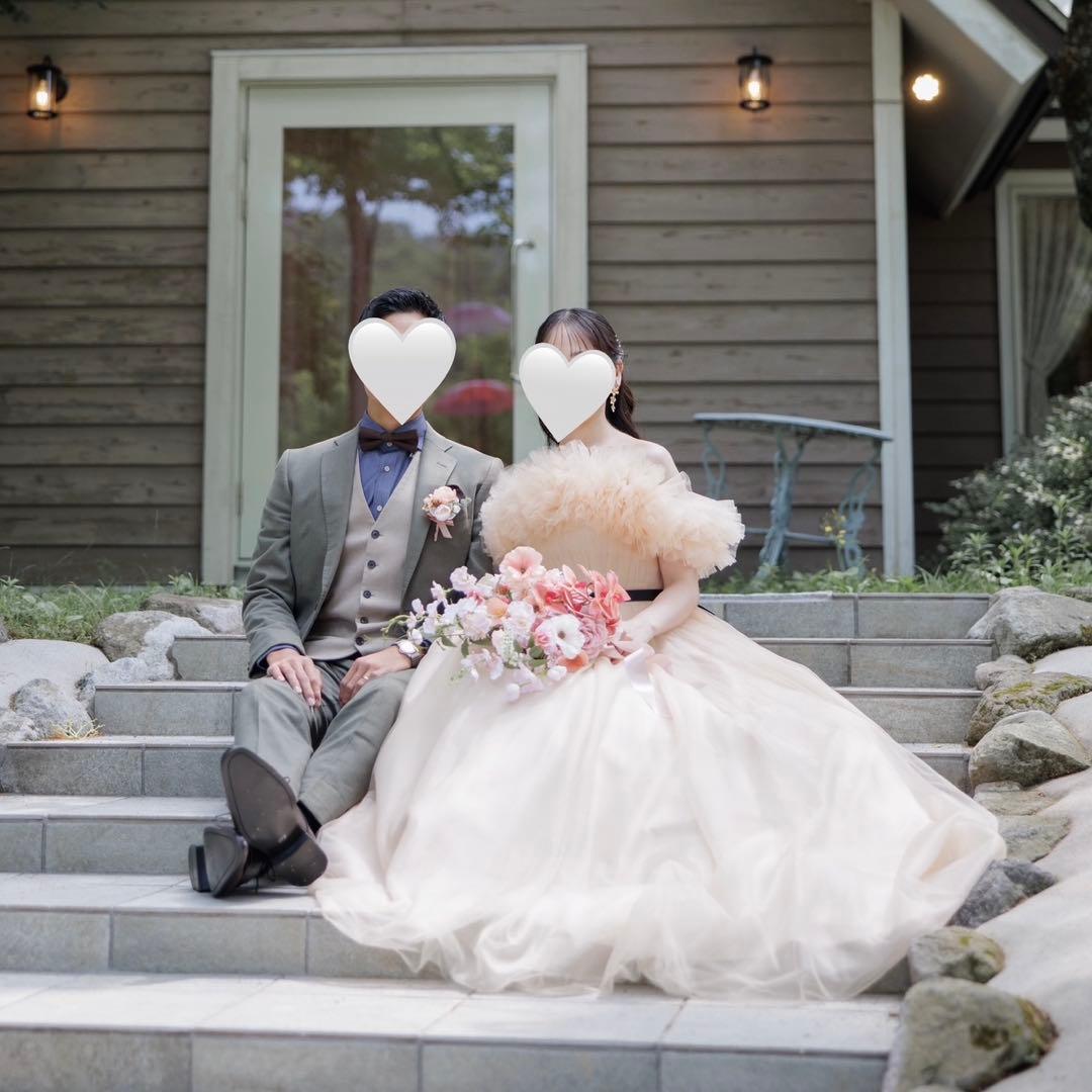 ハツコエンドウ ジル風 カラードレス ベージュ パニエ付き