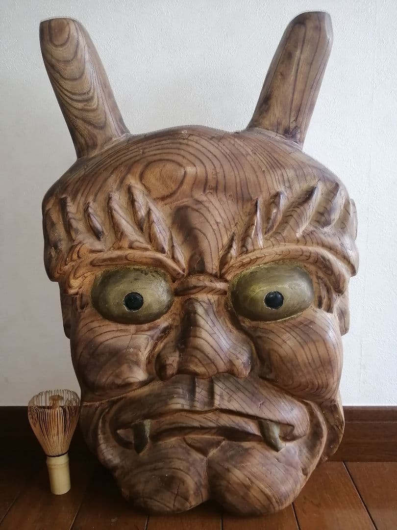 木彫 一刀彫り 鬼 鬼面 5.7kg