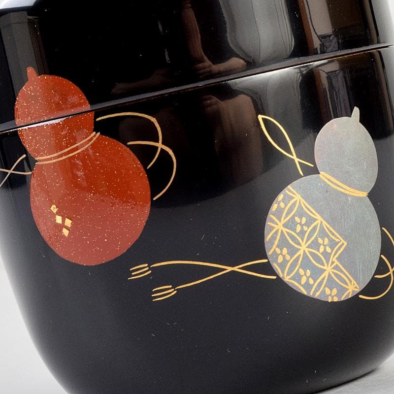 茶道具　越前蒔絵師　宮田宗景作　六瓢蒔絵　中棗　共箱　M　R9342