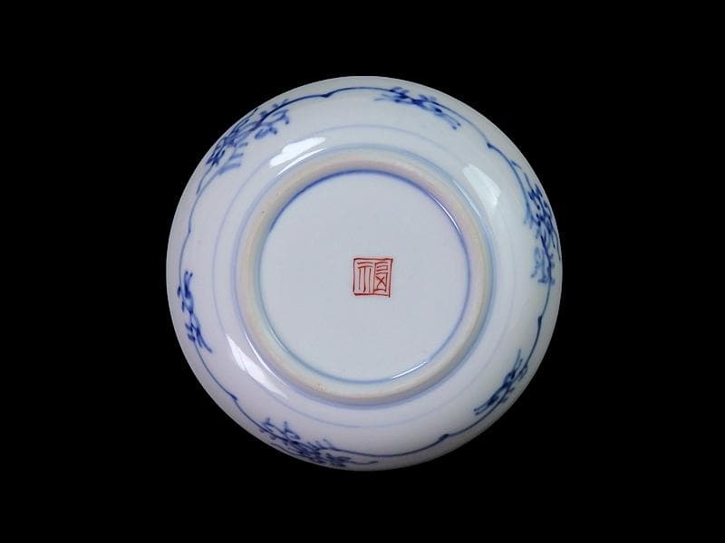 大聖寺伊万里　色絵　花鳥紋の図　４寸皿　４客　A541AS-CVu