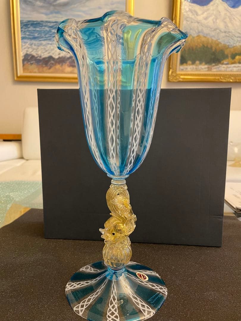 ヴェネチアンガラス(ムラーノガラス) 大型コンポート