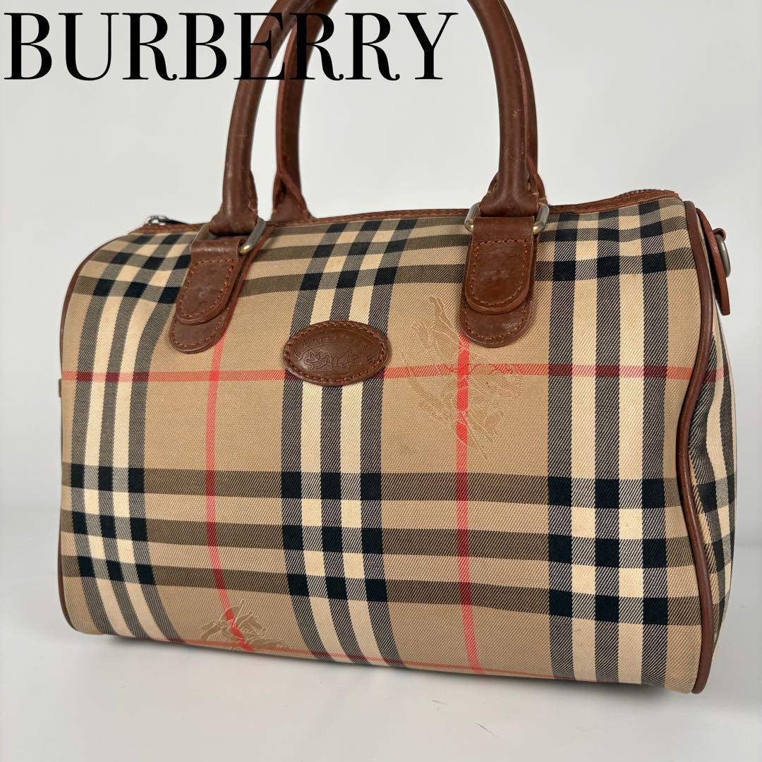 希少　月桂樹　バーバリーズ ハンドバッグ ミニボストン ノバチェック キャンバス