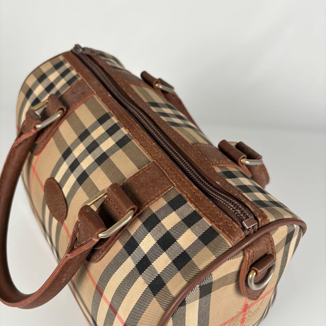 希少　月桂樹　バーバリーズ ハンドバッグ ミニボストン ノバチェック キャンバス