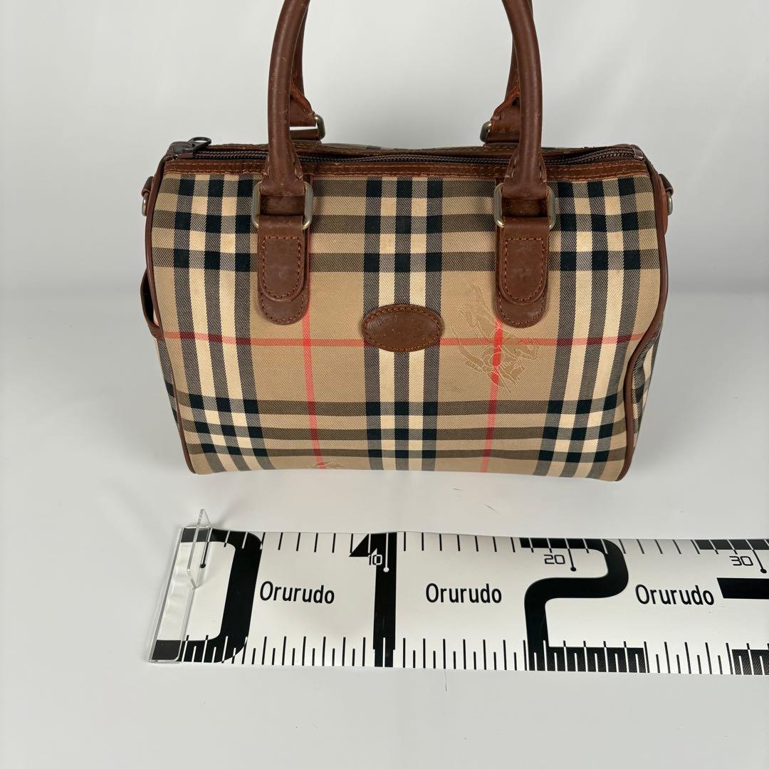 希少　月桂樹　バーバリーズ ハンドバッグ ミニボストン ノバチェック キャンバス