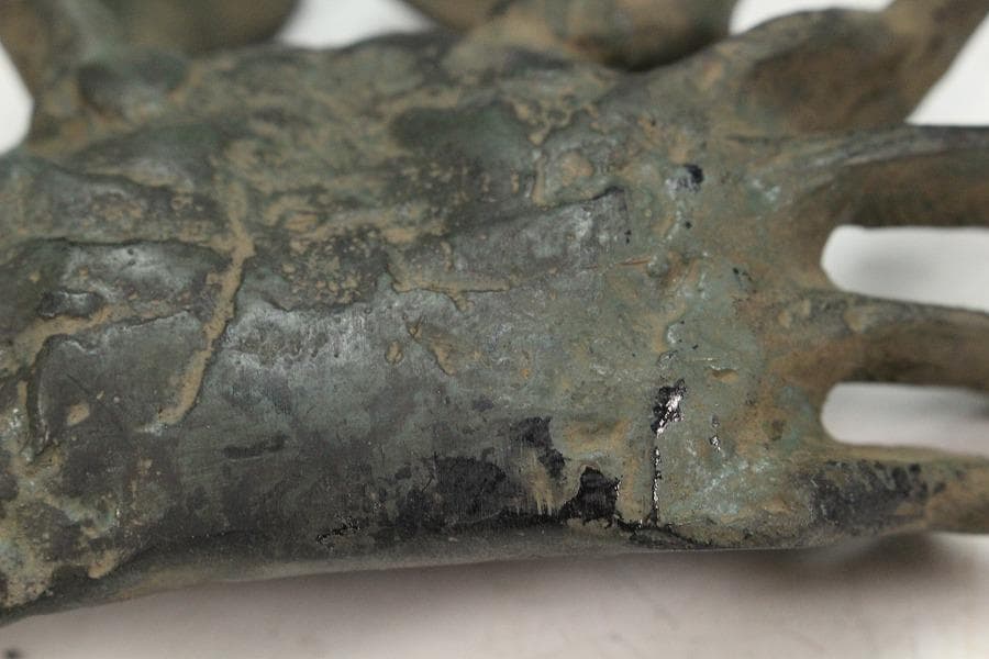 華道 古銅 蟹 飾 置物 三体(K-A987)