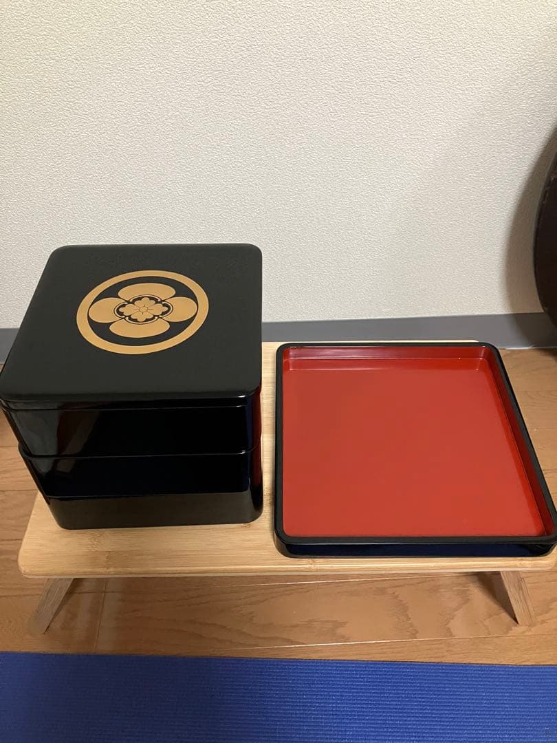 重箱　輪島塗　3段　特注　家紋　丸に木瓜　若島屋謹製