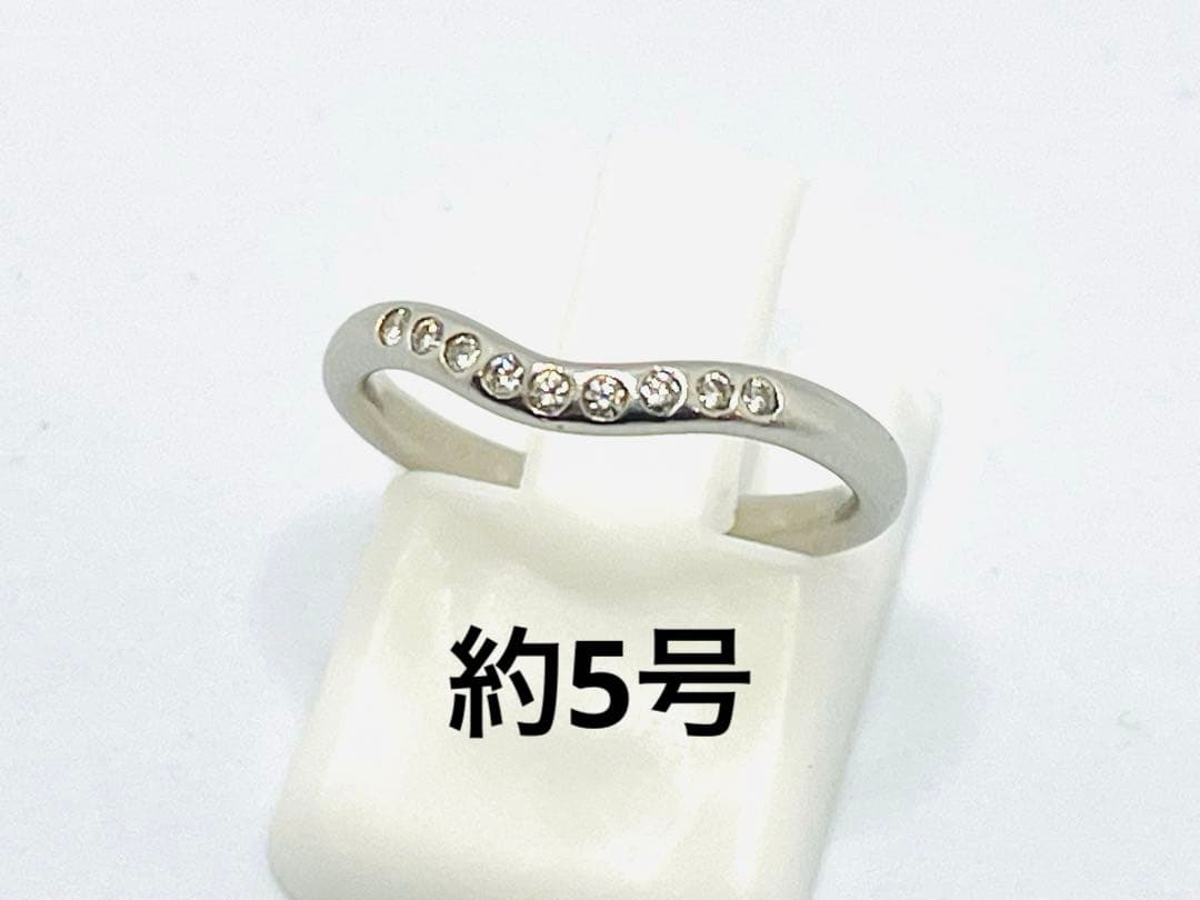 c664 ティファニー　カーブド　バンド　ダイヤ　9P プラチナ　リング　約5号