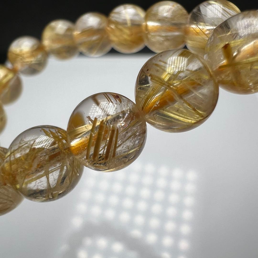 【73207】 高品質 ゴールドルチルクォーツ 6.6mm ブレスレット