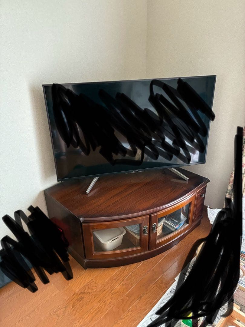 値引き！カリモクの木製ヴィンテージテレビ台 曲線ガラス お店のアトリエなどにも