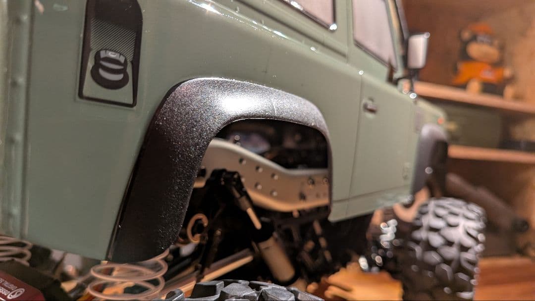 未走行タミヤCR01　ディフェンダー90　ジャングルグリーン2ウレタン塗装