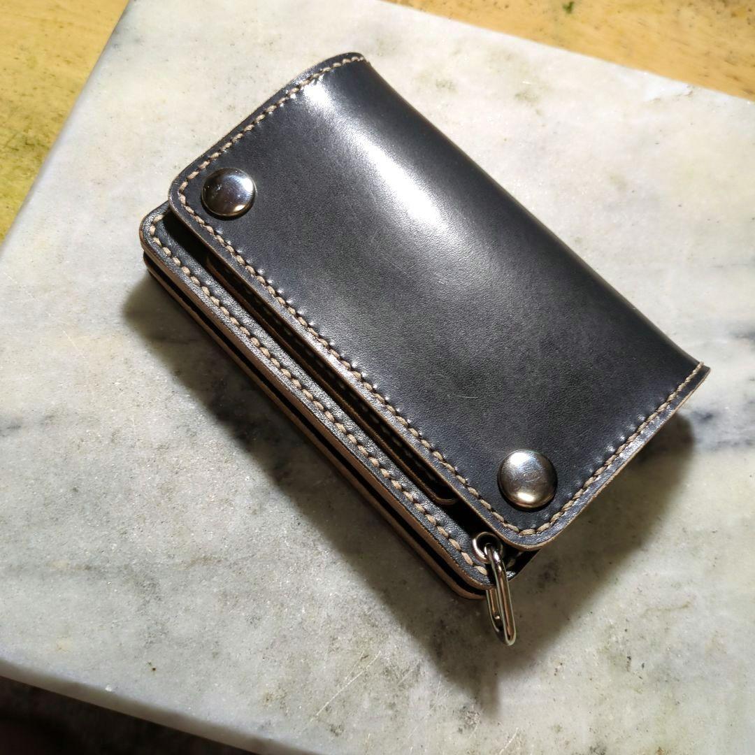 姫路ヌメ革 トラッカーウォレット ハンドメイド ミドルウォレット 2つ折り財布