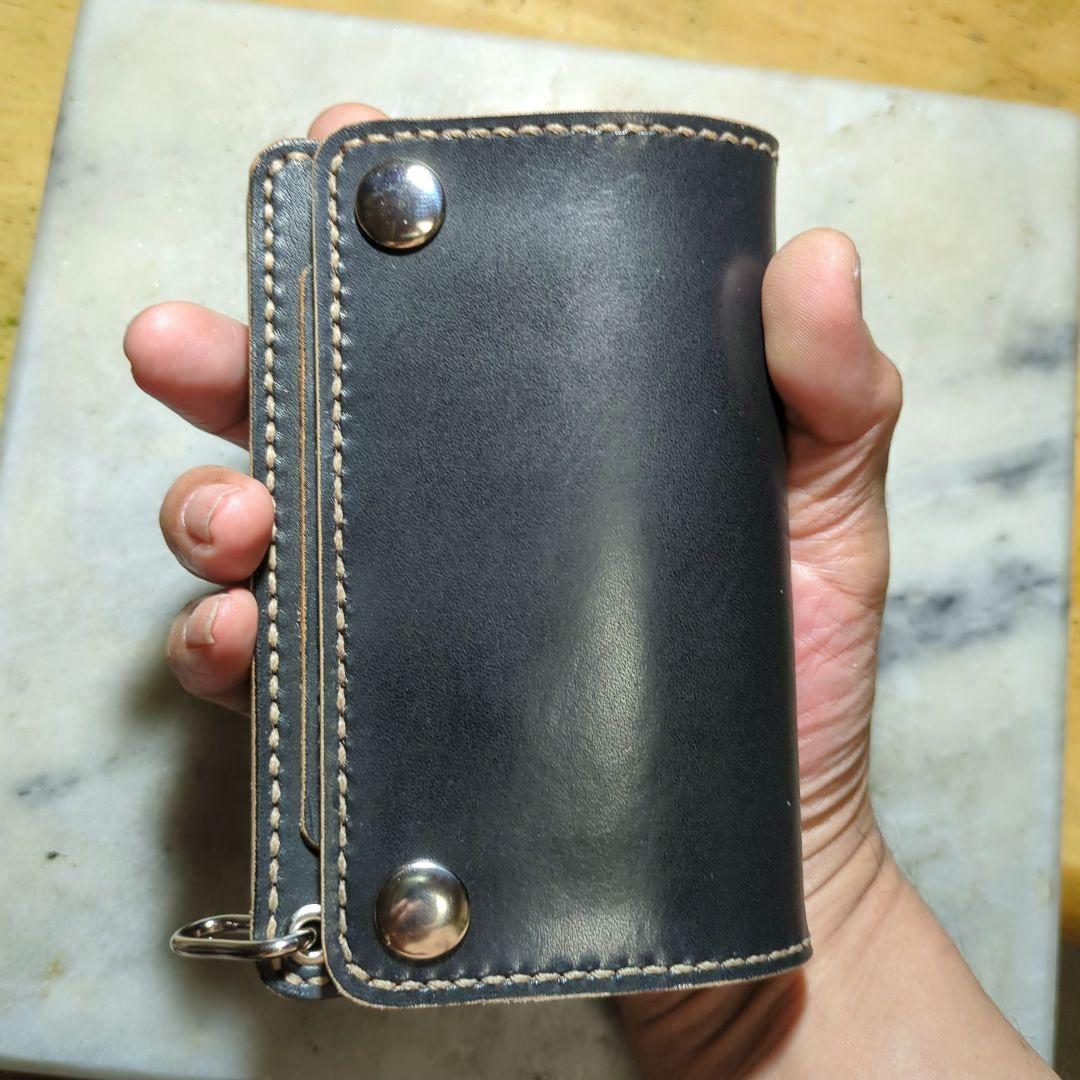 姫路ヌメ革 トラッカーウォレット ハンドメイド ミドルウォレット 2つ折り財布
