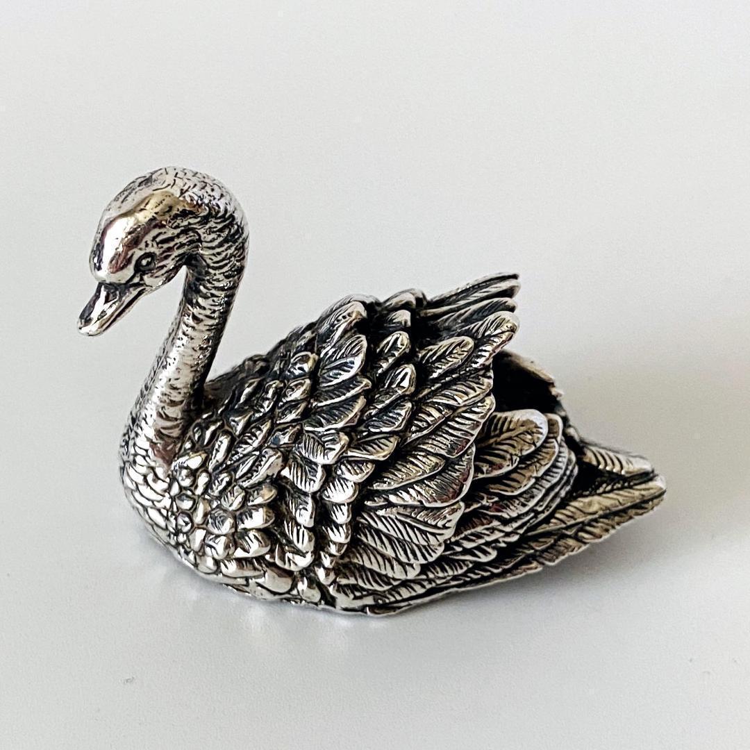 ★1997年英国 ★スワン 置物 アンティーク イギリス 925 シェフィールド