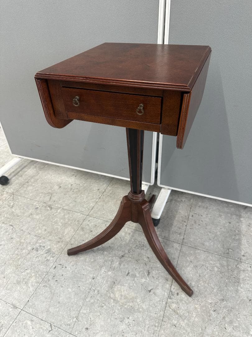 BOMBAY　バタフライサイドテーブル　アンティーク調　ドロップリーフ　ブラウン