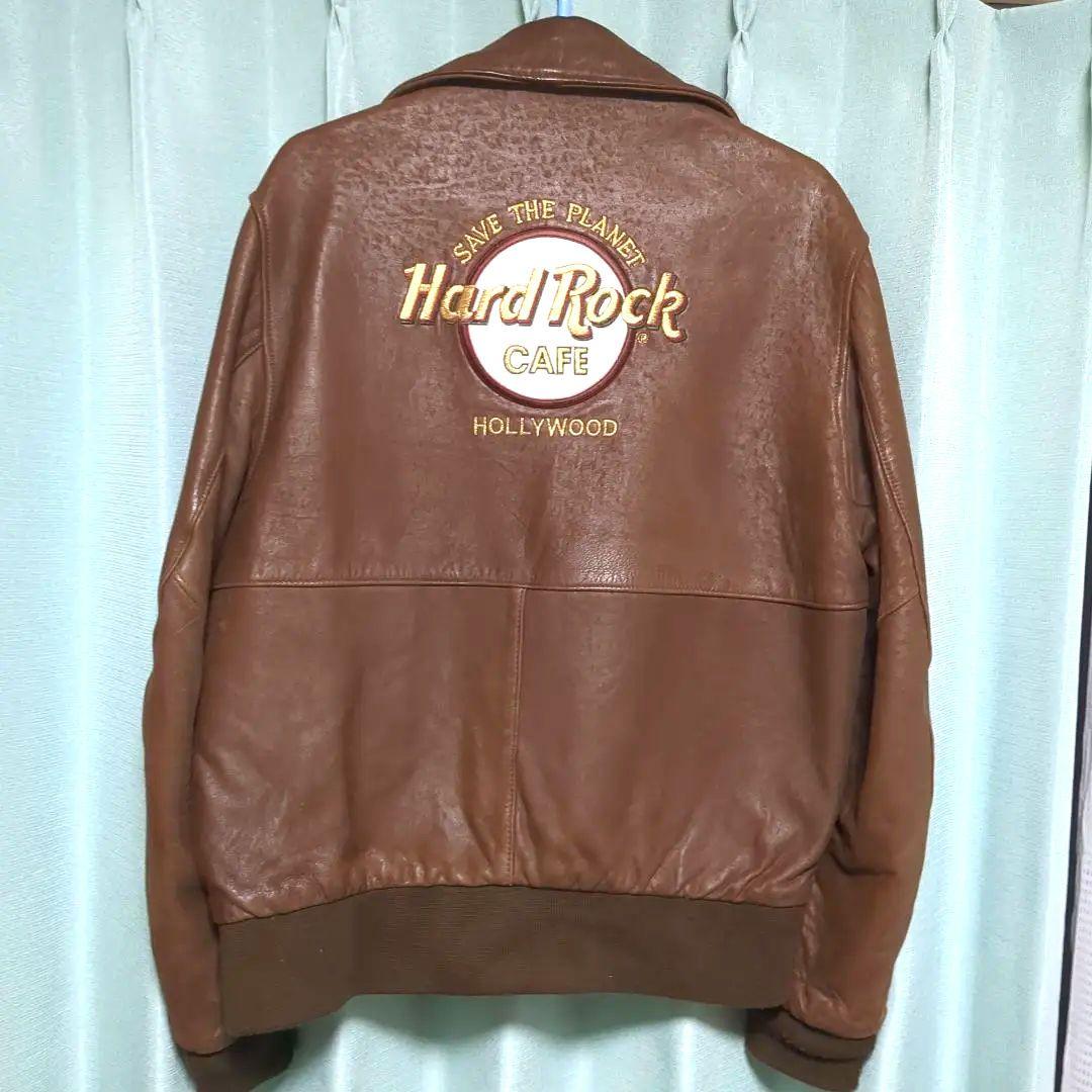 Hard Rock Cafe 革ジャン　L　Hollywood刺繍90ｓブラウン