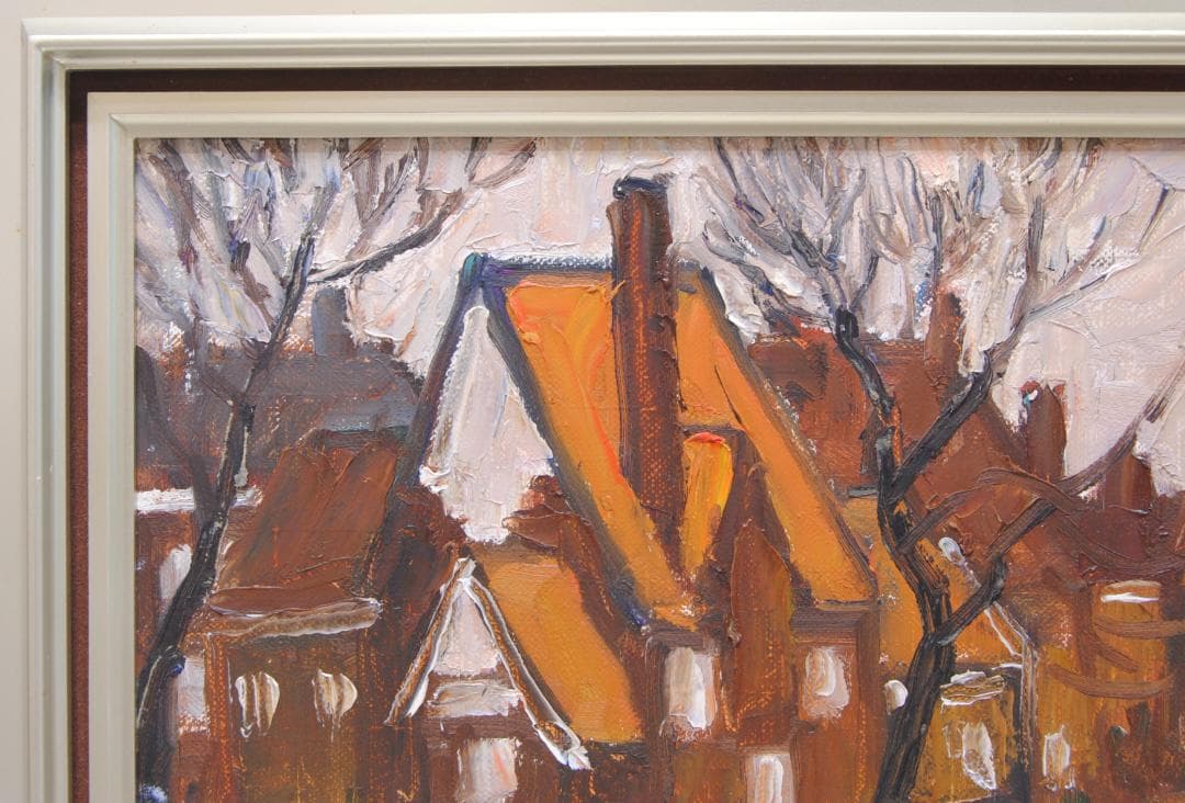 山田新一 アムステルダム の街はづれ オランダ 油彩画 風景画 師: 藤島武二