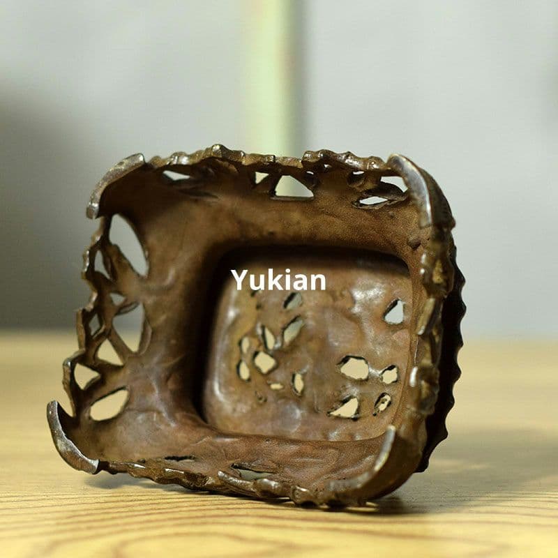 竹節四足二重薫香炉 両耳鼎 薫香炉 茶卓 置物 装飾品 工芸品 美術品