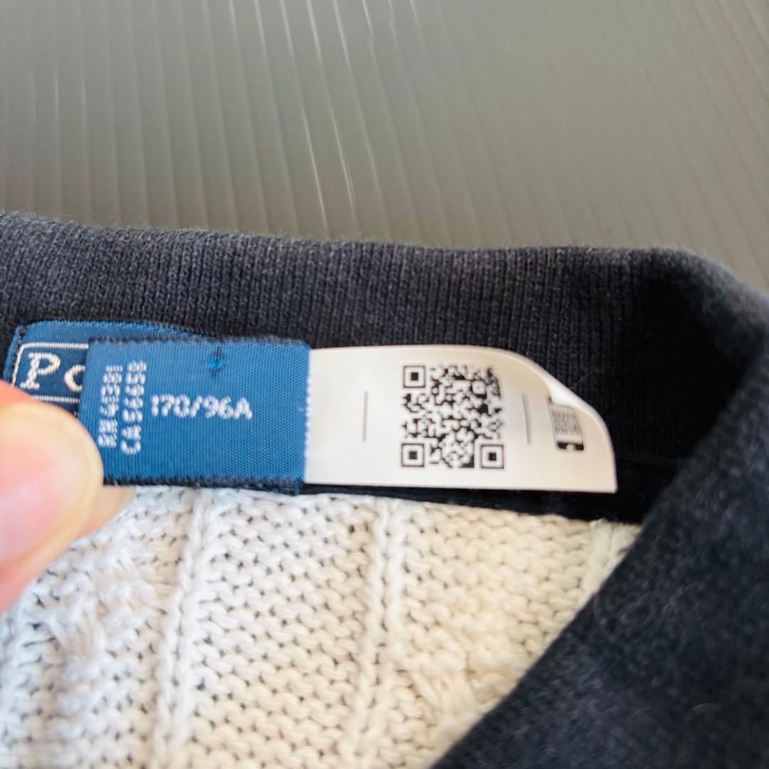 現行タグ　ポロバイラルフローレン 半袖ケーブルニット　ボーダー　ニットポロシャツ