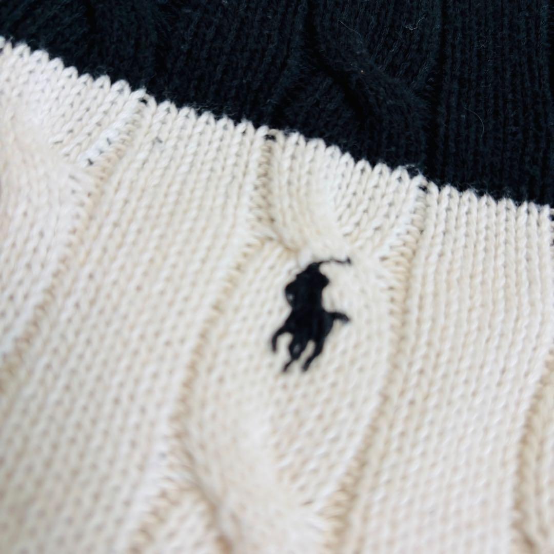 現行タグ　ポロバイラルフローレン 半袖ケーブルニット　ボーダー　ニットポロシャツ