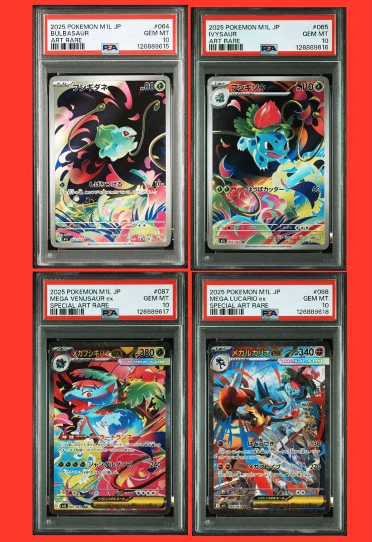 【PSA10 4連番】メガフシギバナex 進化ライン メガルカリオex SAR