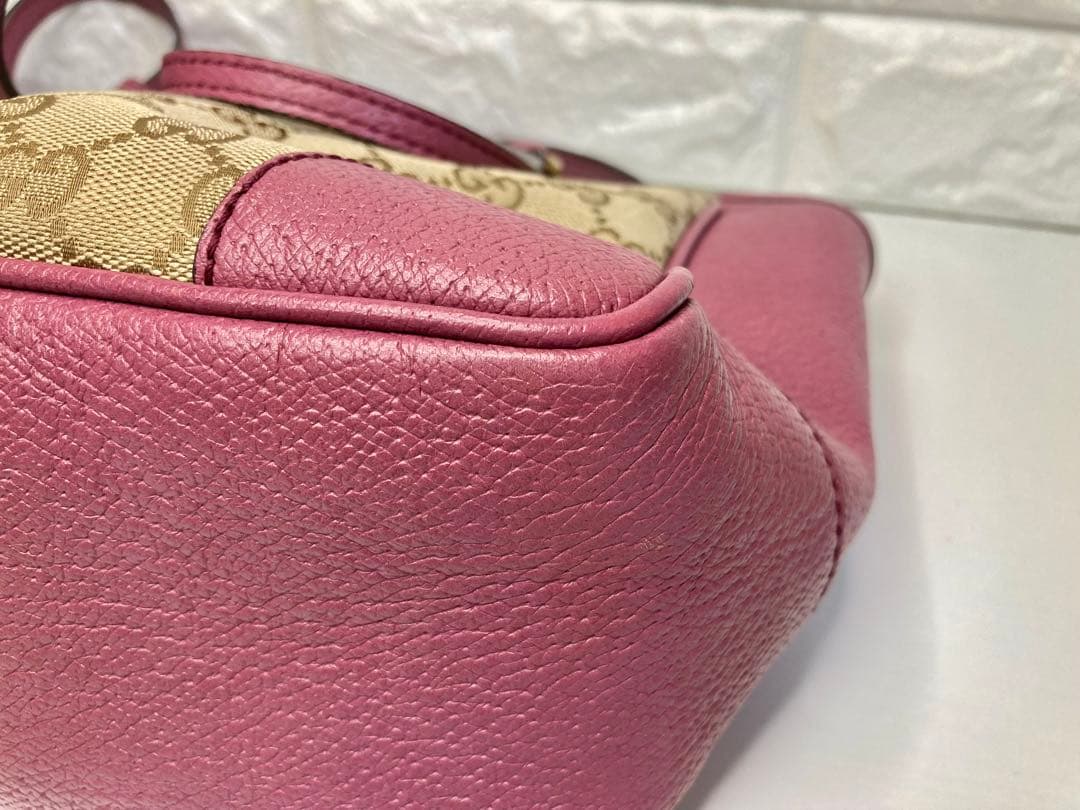 グッチ GGキャンバス レザー 2WAY ハンドバッグ ピンク