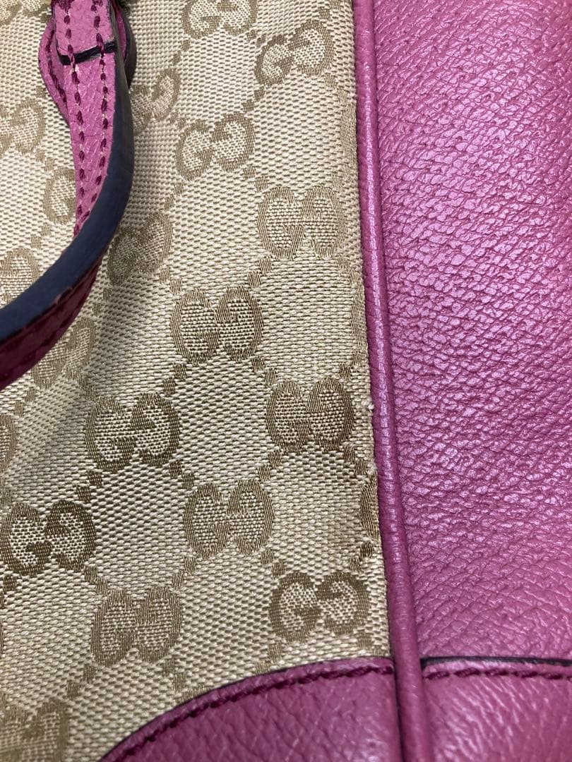 グッチ GGキャンバス レザー 2WAY ハンドバッグ ピンク