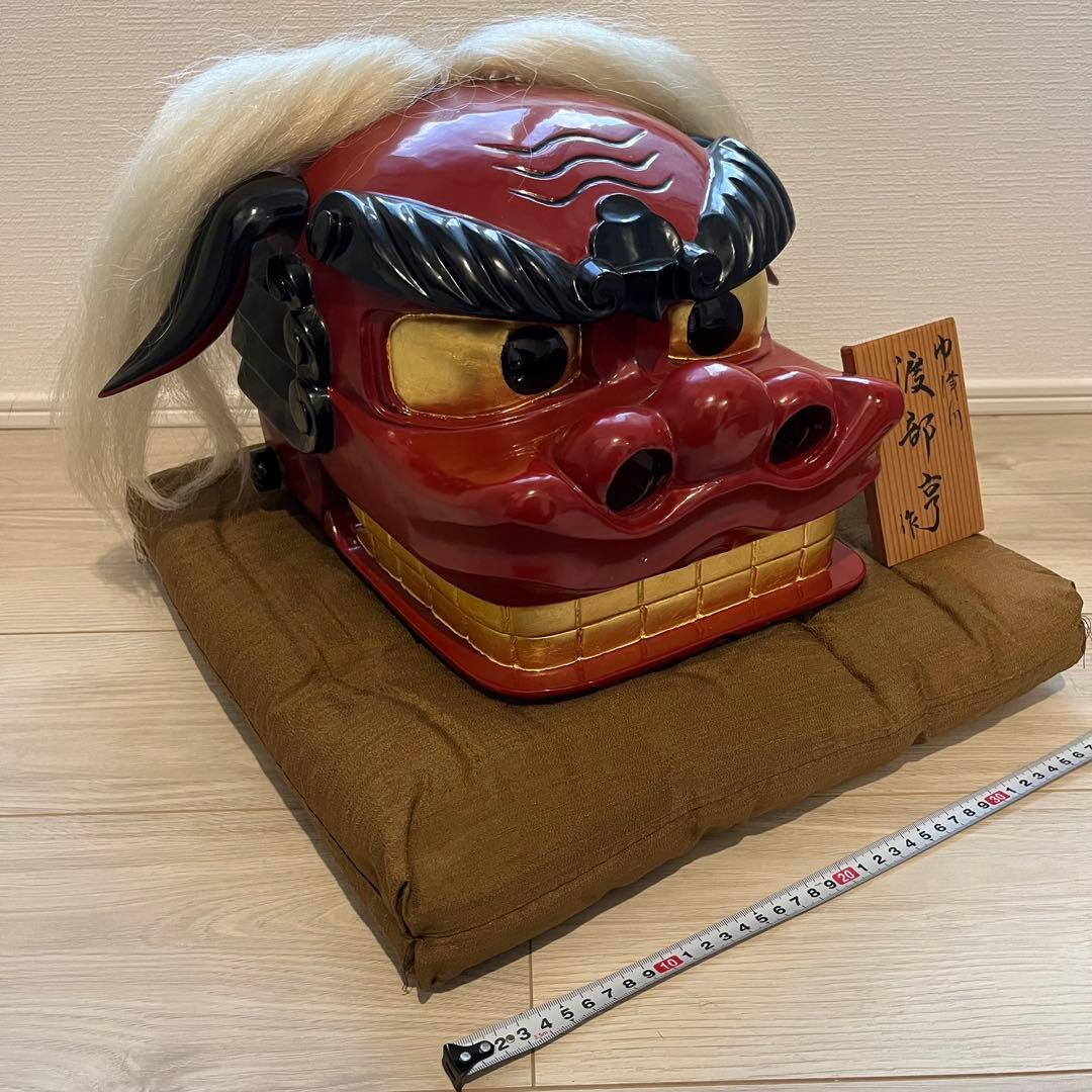 獅子舞　獅子頭　お正月　木彫　魔除け　祭　置物　古美術　神楽 木製 木彫