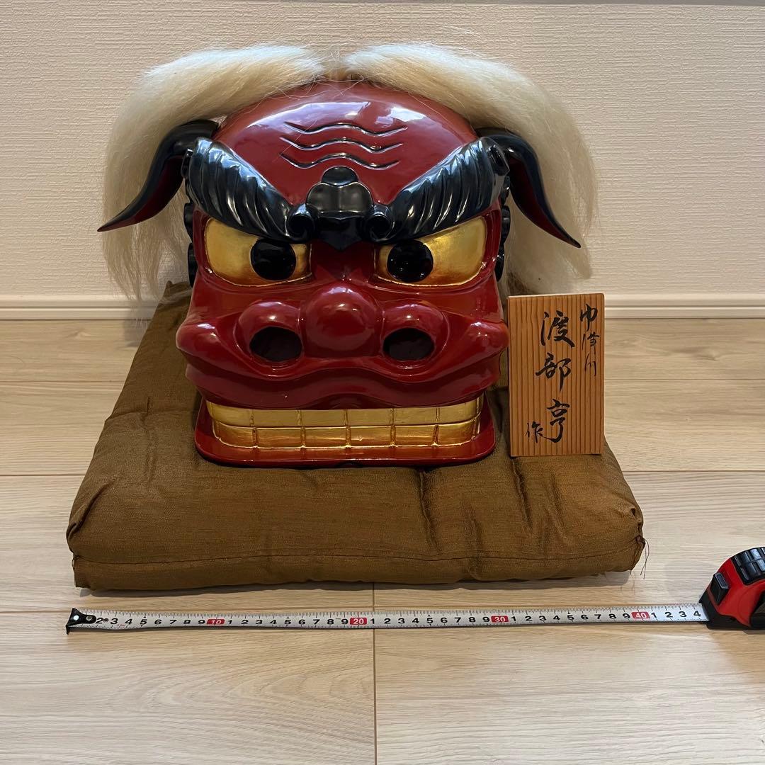 獅子舞　獅子頭　お正月　木彫　魔除け　祭　置物　古美術　神楽 木製 木彫