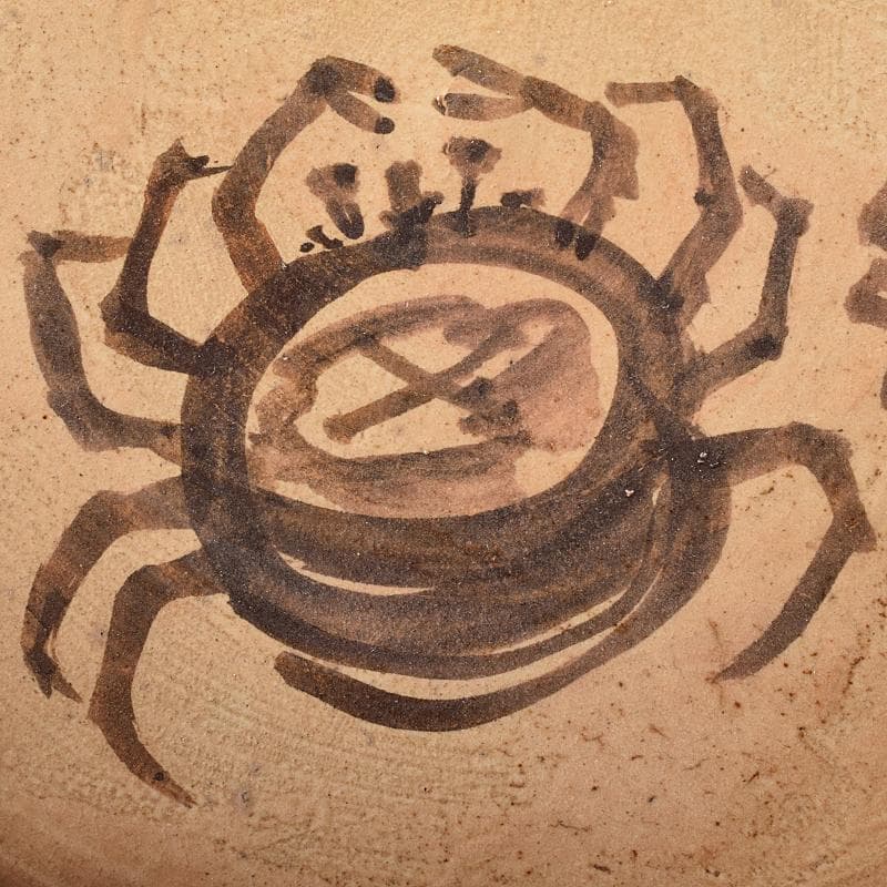 あ 　織部焼　蟹文　平丸皿　共布　黒田陶々庵極め箱　M　R8740B