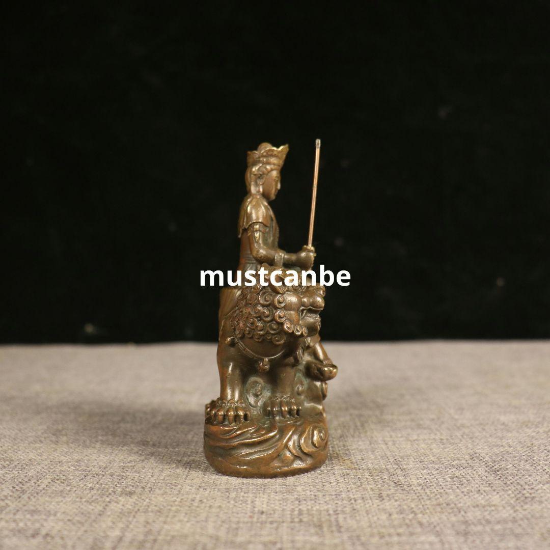 仏教美術 文殊普賢観音菩薩仏像 銅製 仏像 彫刻 置物 開運 風水