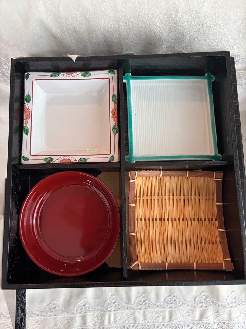 松花堂弁当箱5客セット　外木箱入