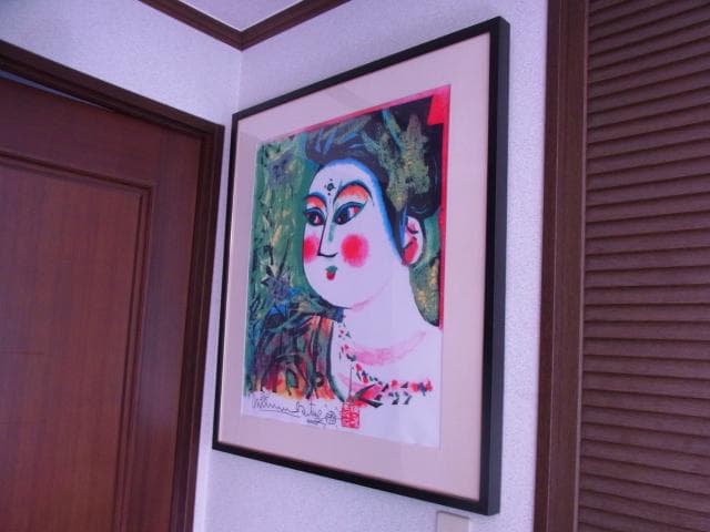 棟方志功　大判風呂敷　くちなし妃の柵　大首　版画絵　専門店額装品　布地印刷　染作