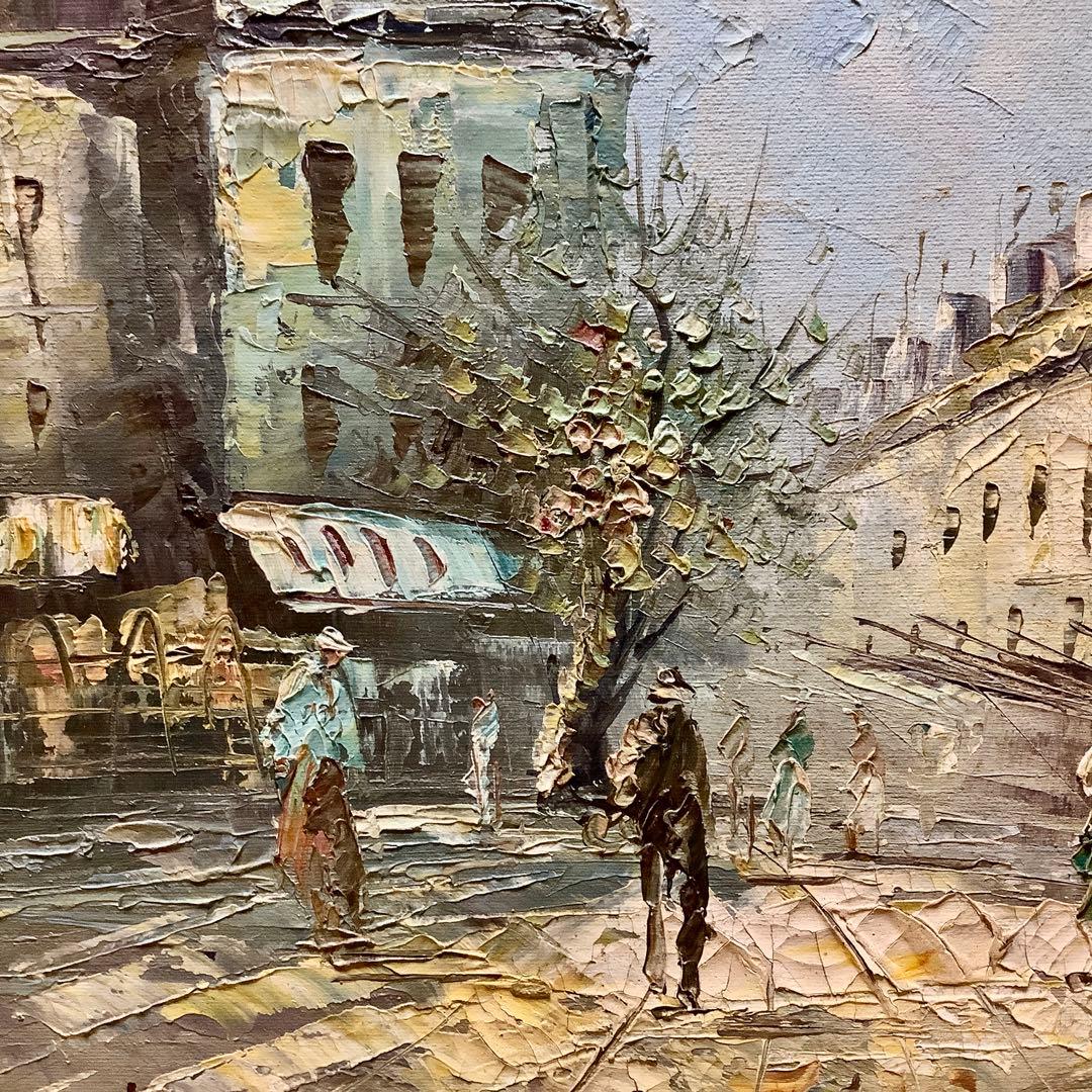 油彩画 パリの街角 64x71cm