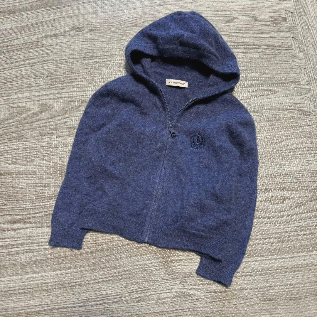 D&G カシミヤ 100% パーカー キッズ ベビー フーディ ブルー 80