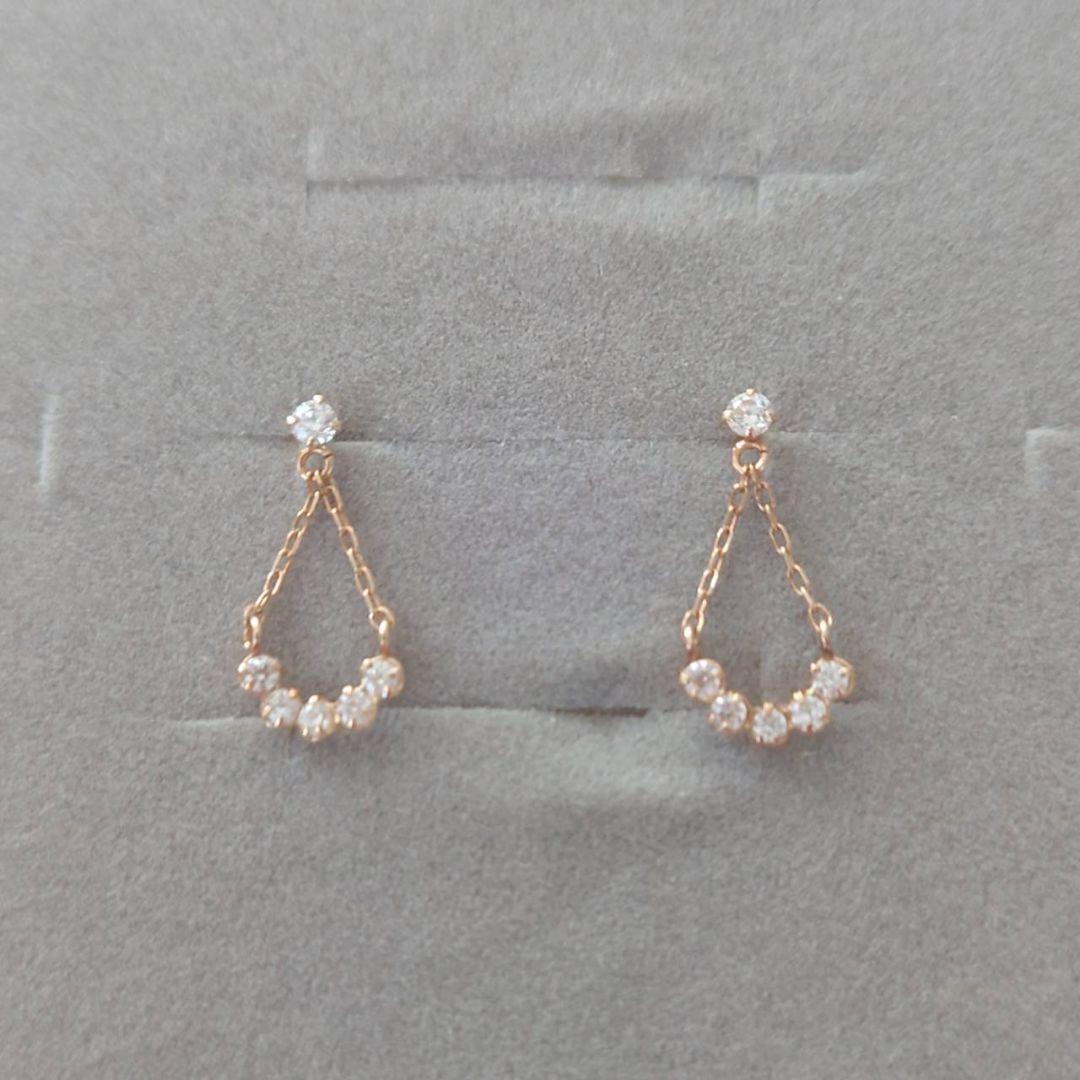 組曲　しずく型ピアス　キュービックジルコニア　K10