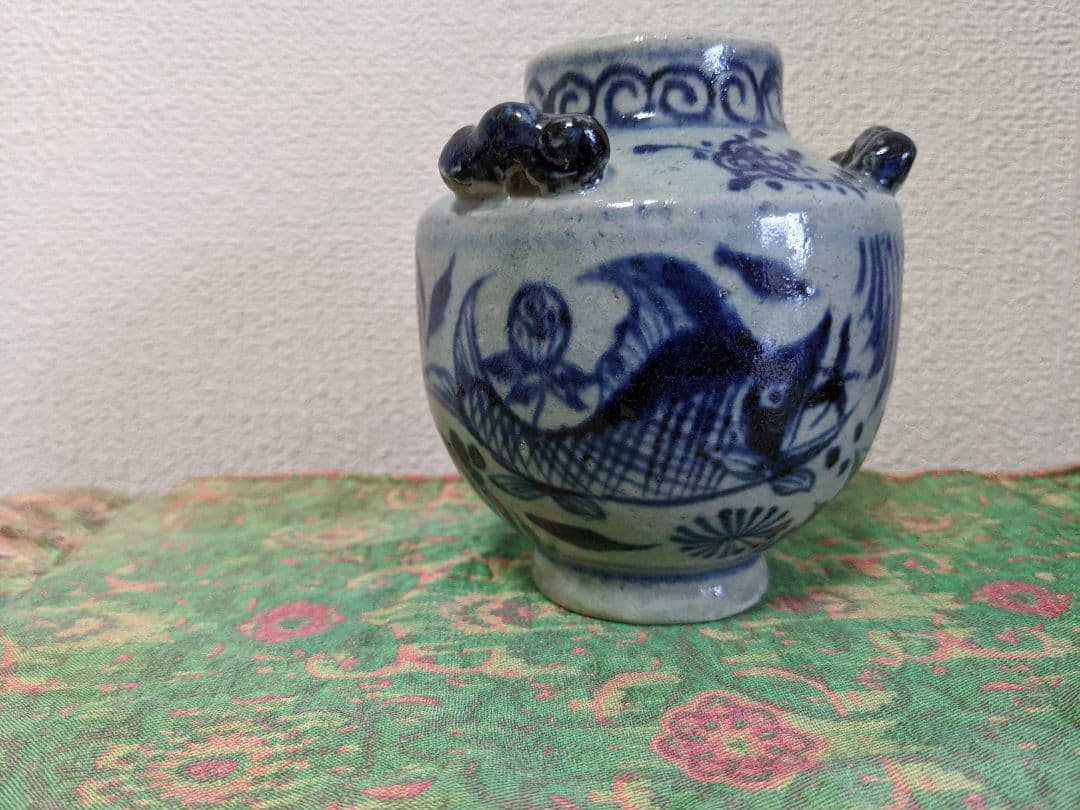 ⭐中国古陶磁 安南染付胴継ぎ小壺瓶！遺品少数 明時代 古美術 骨董品