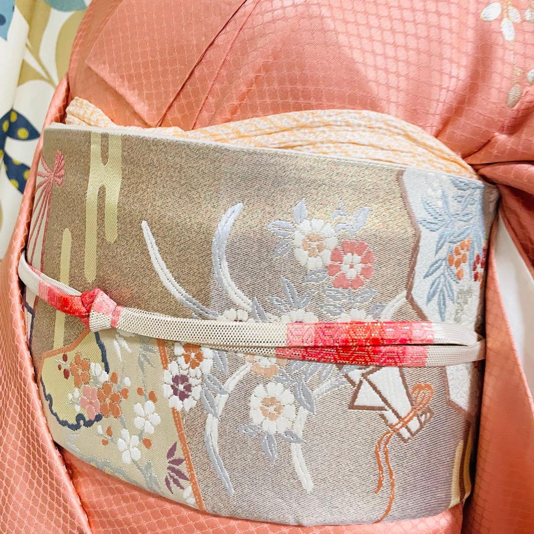 オレンジ 友禅 4点 フルセット 訪問着 入学式 卒業式 入園式 春 秋 冬