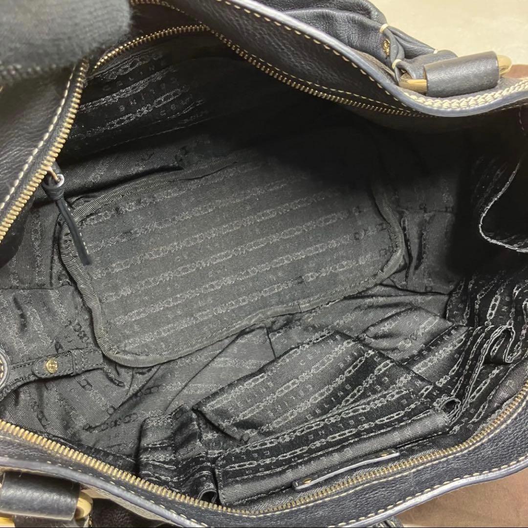 【極美品】セリーヌ ワンショルダー トリオンフ ビタースウィート シボ革 黒