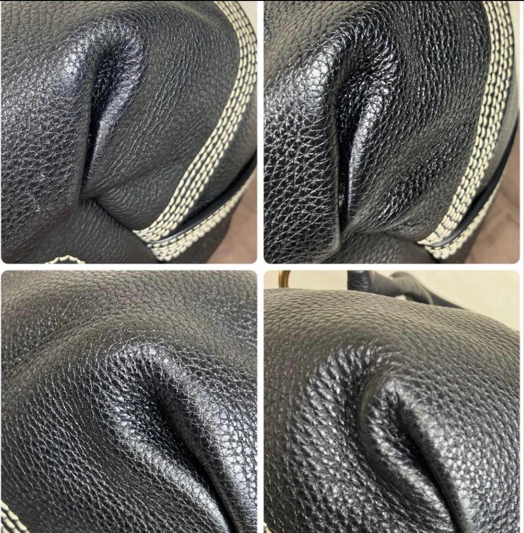 【極美品】セリーヌ ワンショルダー トリオンフ ビタースウィート シボ革 黒