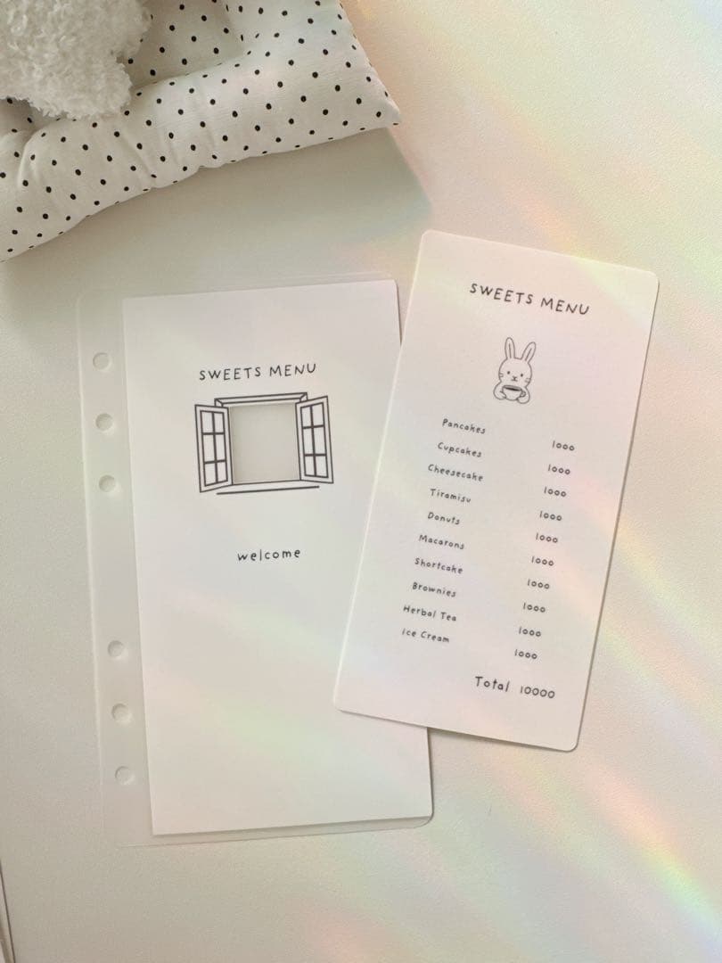 A6 refill MENU with animals 2300円