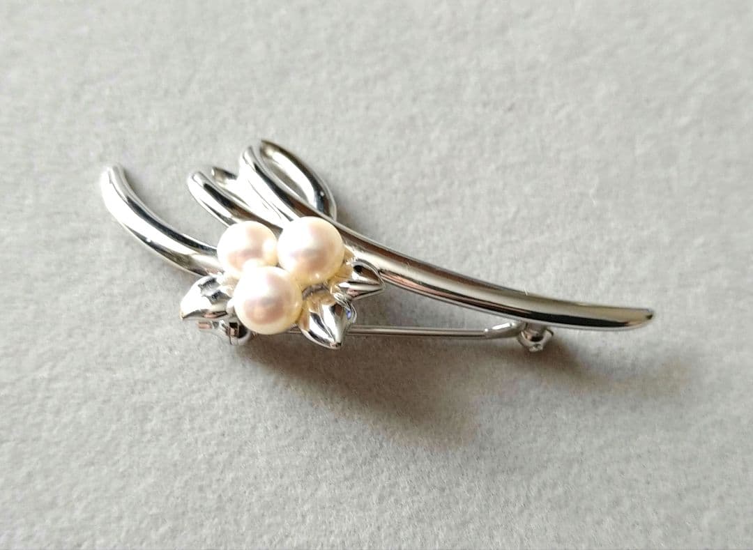 MIKIMOTO ミキモト パール シルバー ブローチ