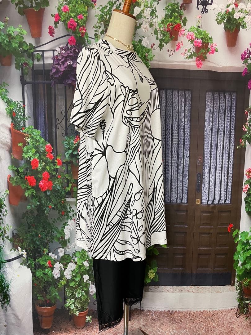 よっこ973新品 コイビトミサキ綿100 大花printAラインTU