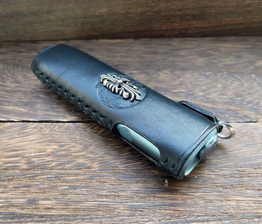 吊り下げリング付き　iQOSイルマワン　silver925 レザーケース　黒