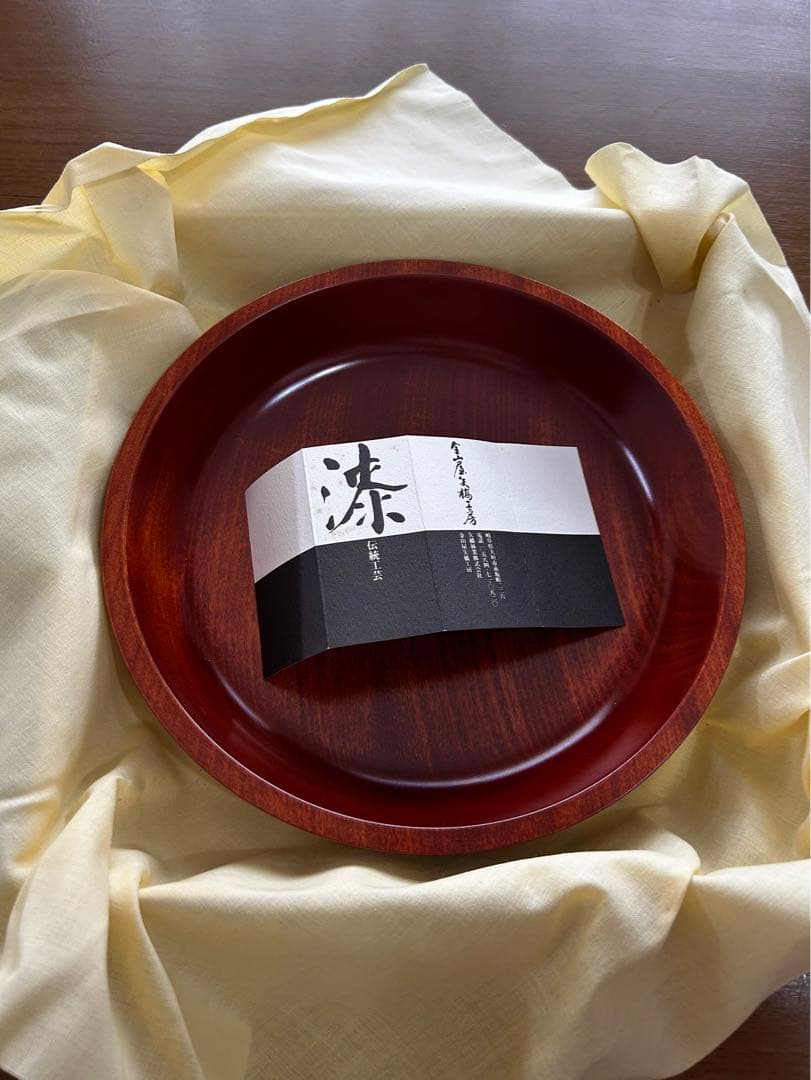 金山屋矢橋工房　漆塗り木製菓子器 丸型 赤褐色