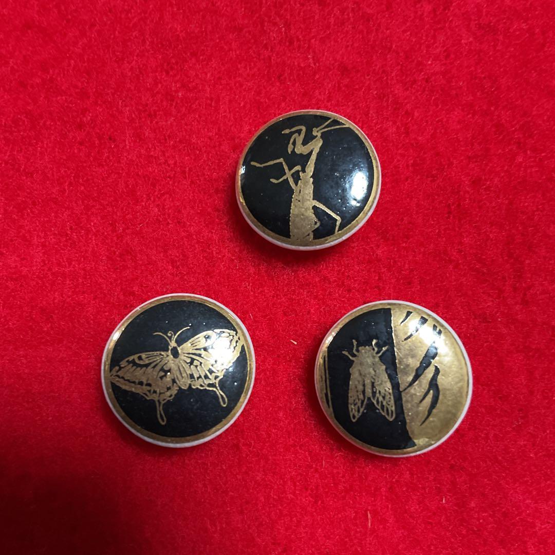 薩摩ボタン15mm 8個 セット- 虫シリーズ 九谷焼