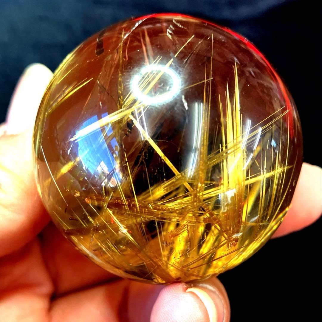 超絶綺麗✨47mm ゴールドタイチンルチルクォーツ　丸玉　スフィア　金針水晶