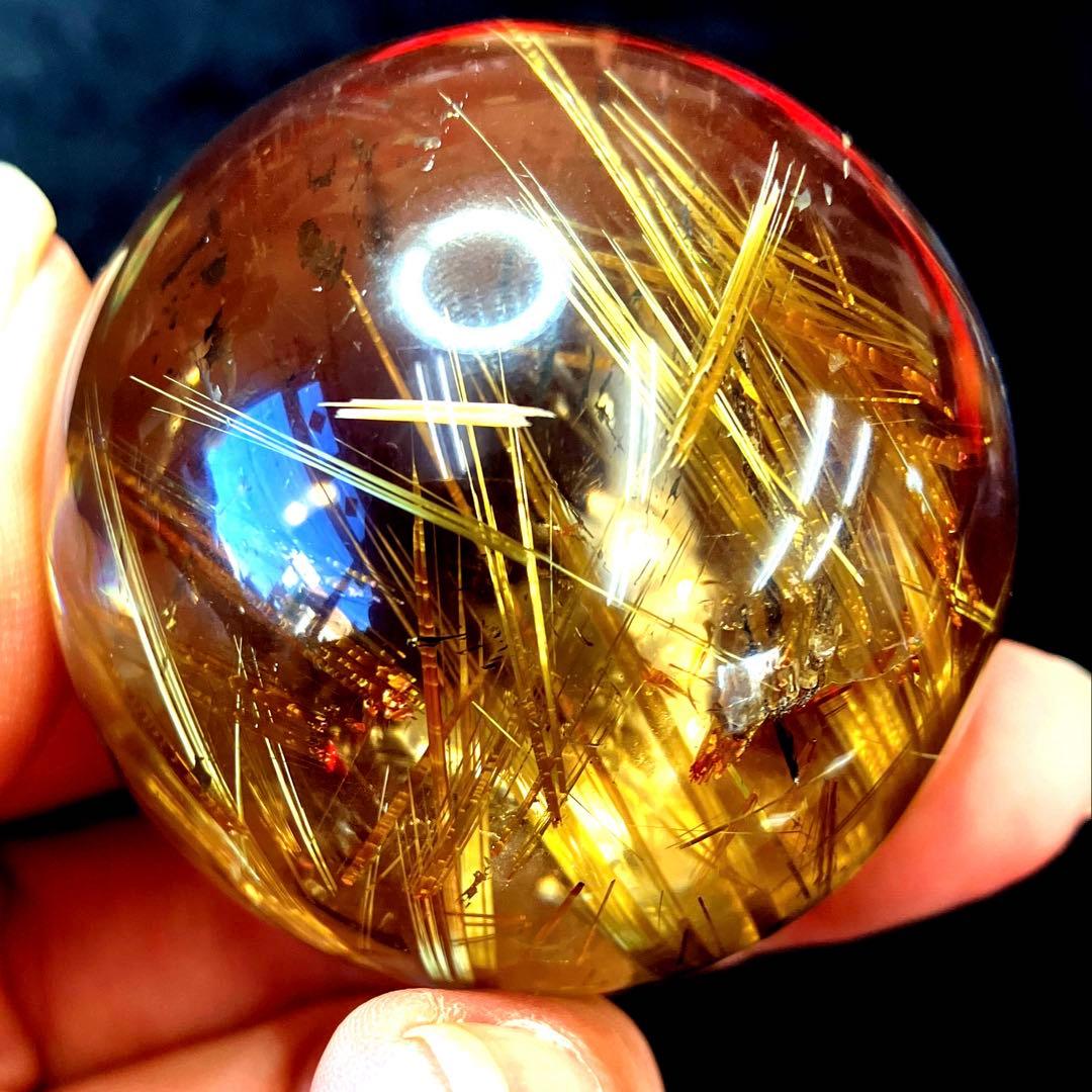 超絶綺麗✨47mm ゴールドタイチンルチルクォーツ　丸玉　スフィア　金針水晶