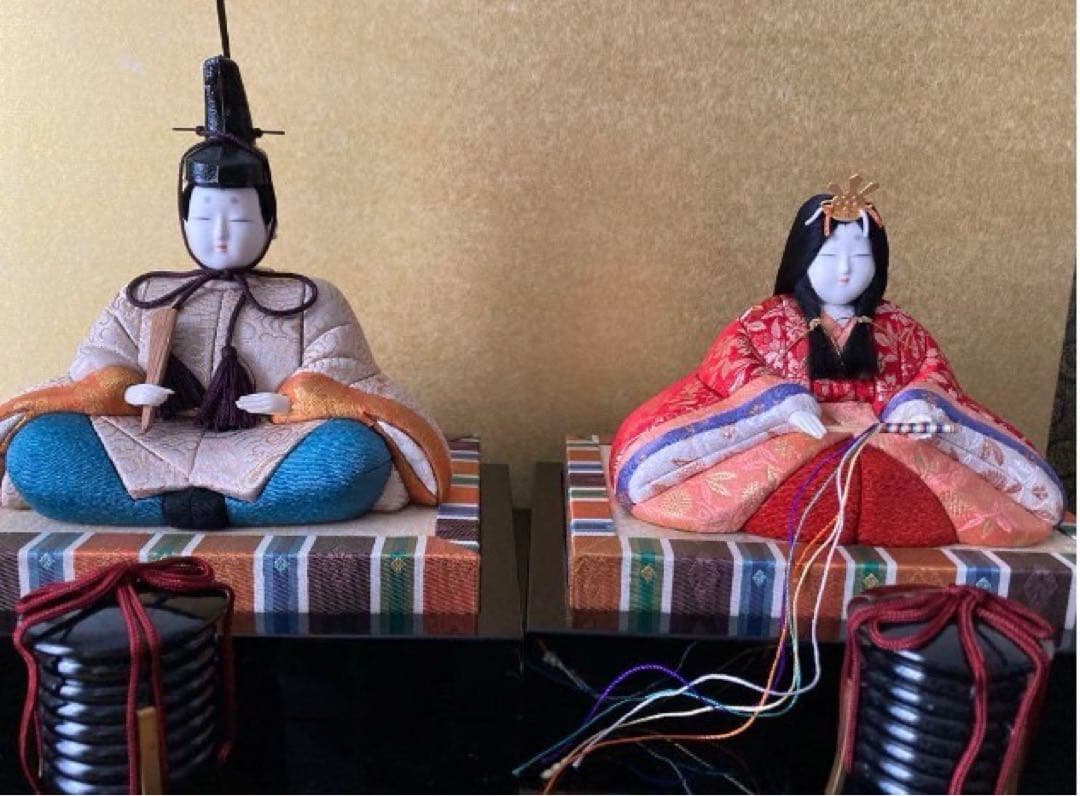 雛人形 (親王飾り)木目込み　一秀作　ケース入り